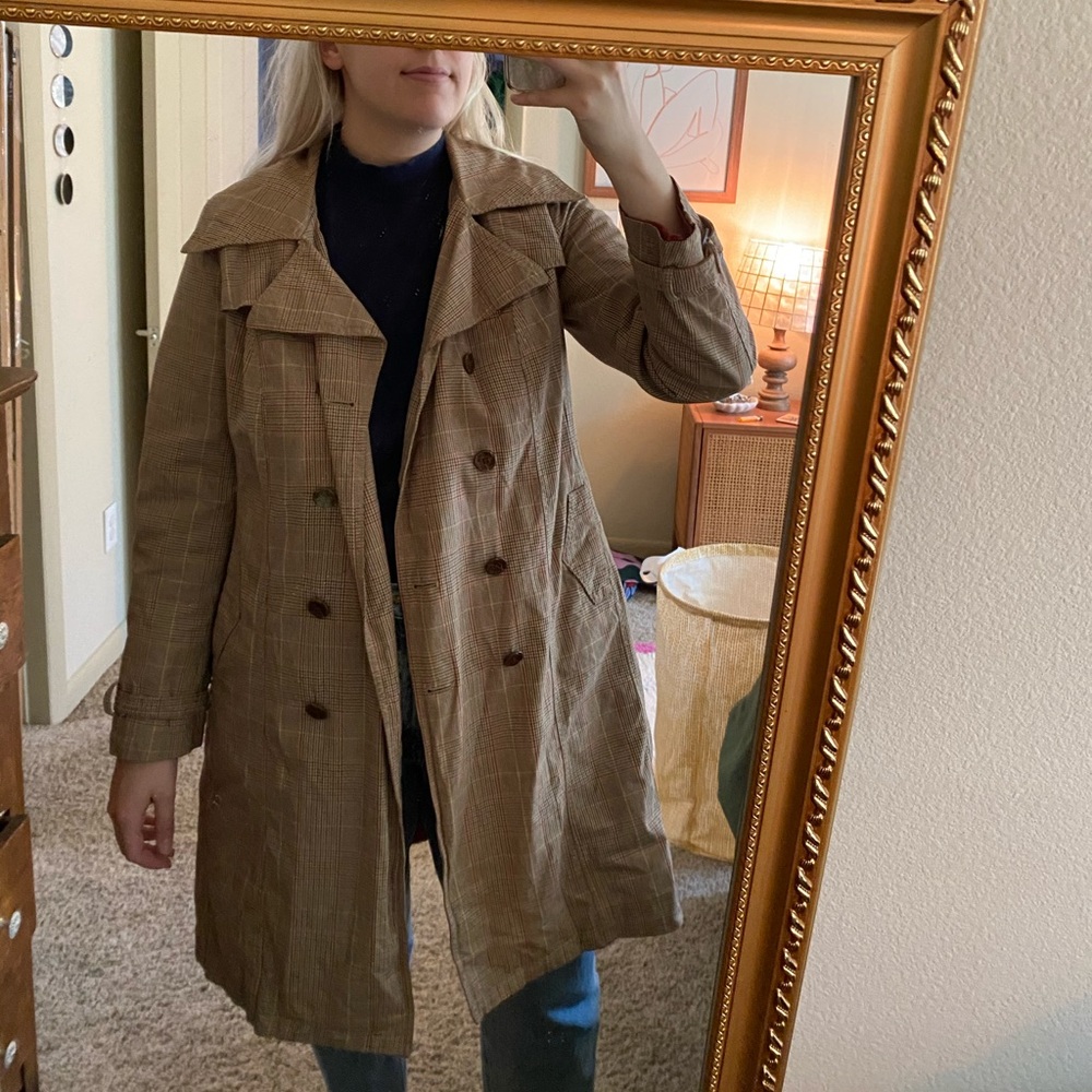 plaid trench coat